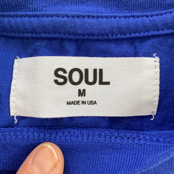 SoulCycle Blue Muscle Tee with Multicolor Logo NWT - Picture 4 of 7
